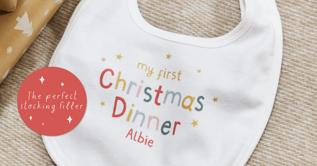 White christmas dinner bib for baby